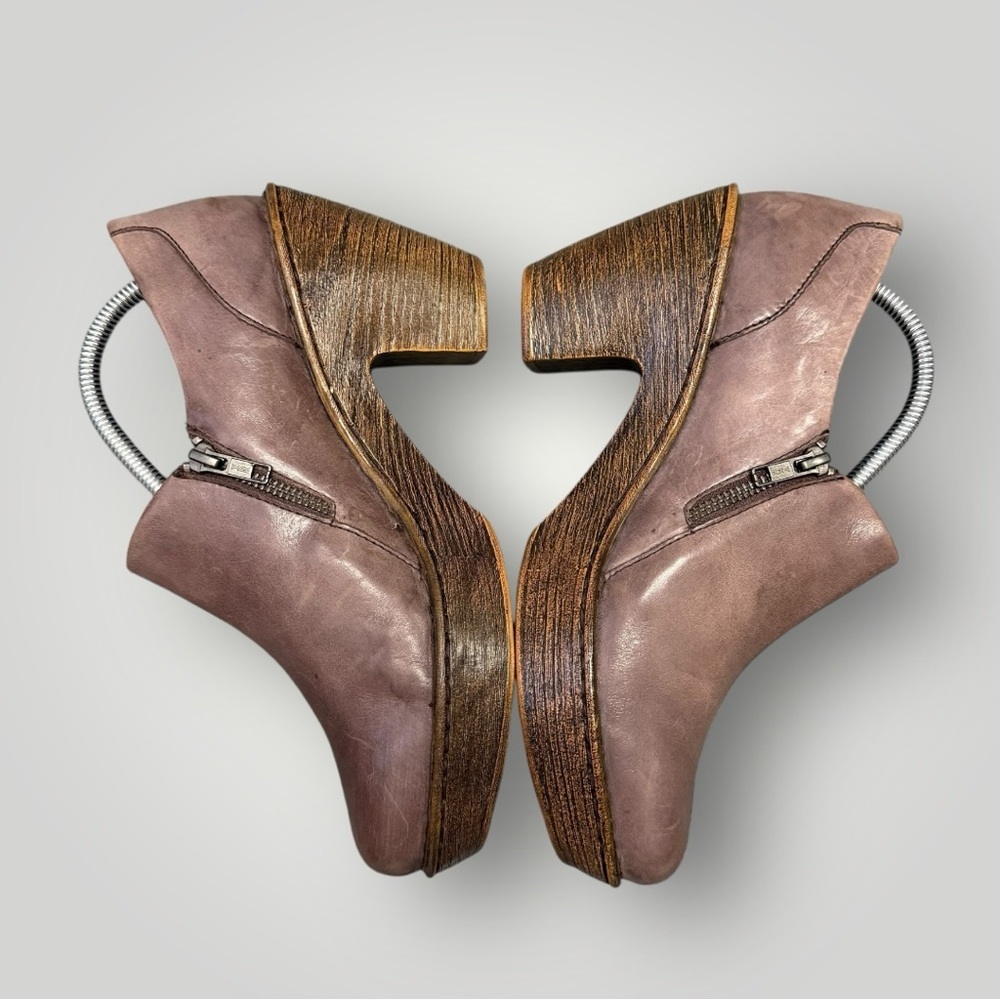 Born Famke Leather Heeled Platform Clog‎ Bootie Zipper 11 - Picture 7 of 11